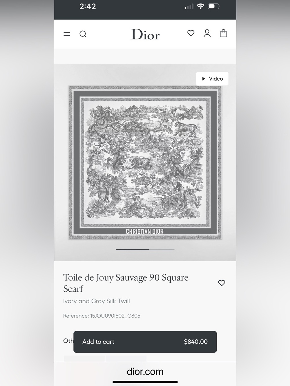 Dior Toile Silk Scarf
